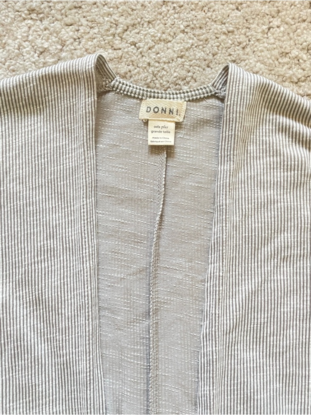 DONNI. Light Gray Open-Front Ribbed Cardigan - Picture 3 of 5